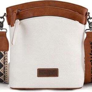 Multi Zip Pocket Large Crossbody Bag With Guitar Strap